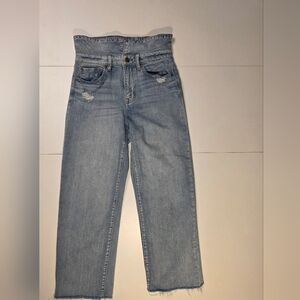 Pistola Fold-Over Cropped Wide-Leg Jeans